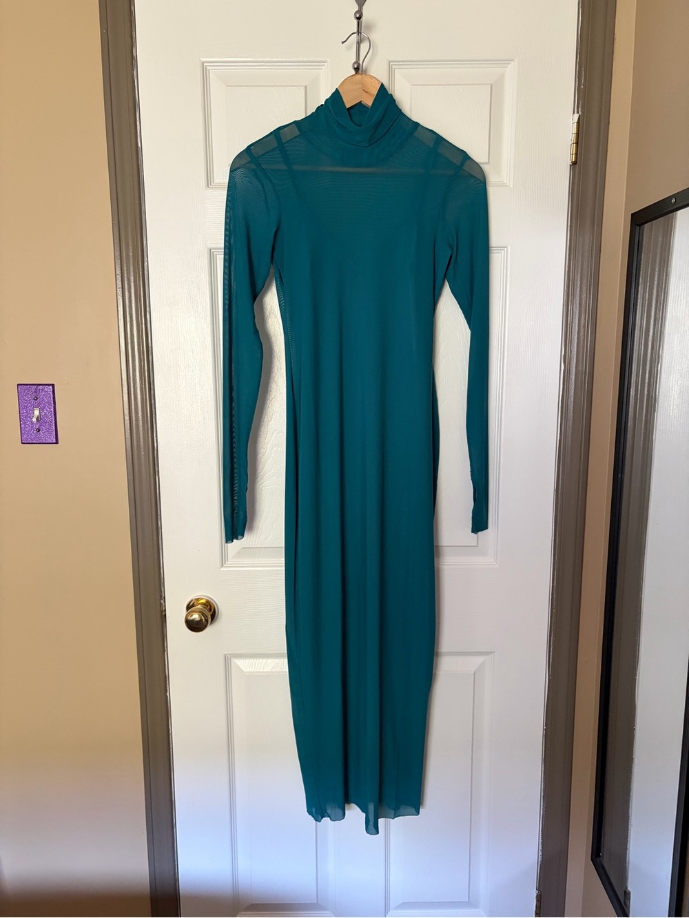AFRM Teal Mesh Maxi Dress